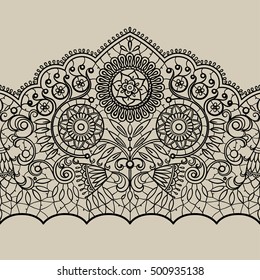 Vector black lace ribbon element. Vector seamless background. Can be used for your design of lingerie, greeting cards, wedding invitations, jewelry and other