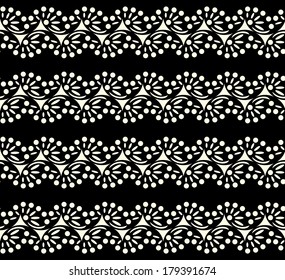 vector black lace seamless pattern on white background