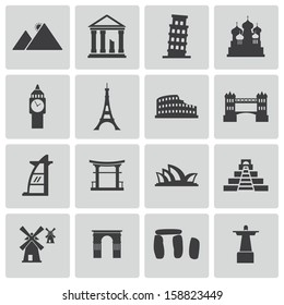 Vector Black Landmark Icons Set