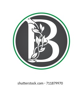 Vector Black Landscape Leaf Letter B Logo