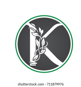 Vector Black Landscape Leaf Letter K Logo