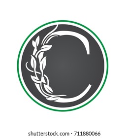 Vector Black Landscape Leaf Letter C Logo