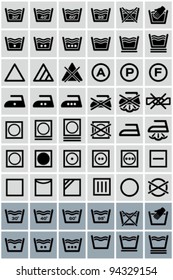 Vector black laundry icons set.