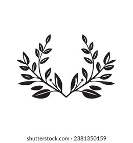 Vector black laurel, eucalyptus herbs  silhouettes. Page divider and border element vector illustration with all separated elements