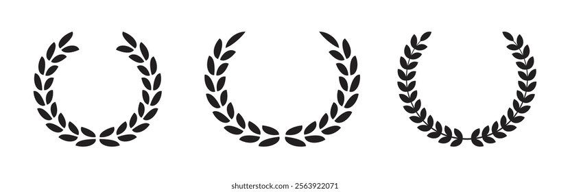 Vector Black Laurel Wreath Icon Set. Laurel Wreath Symbols