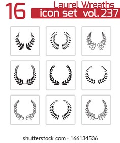 Vector black laurel wreaths icons set