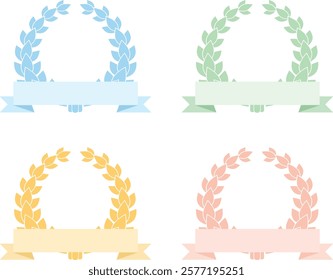 Vector black laurels set. Circular foliate laurels branches. Laurel wreath silhouette. Trophy crest. Greek olive branch award, winner round emblem for quote