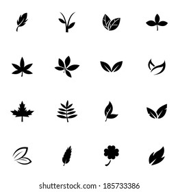 Vector Black Leaf Icons Set White Stock Vector (Royalty Free) 185733386 ...