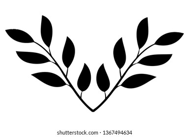 Vector black Leaf nature icon Vector illustration isolated on white background. 