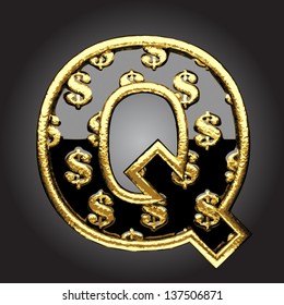 Vector black letter with dollars