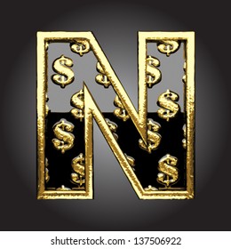 Vector black letter with dollars