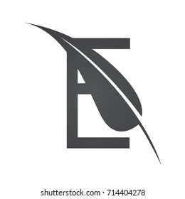 Vector Black Letter E Herbal Logo