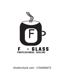 Vector black Letter F logo templates isolated on white background. Modern glass Design. 