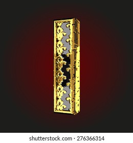 i vector black letter with gold