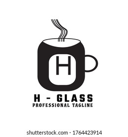 Vector black Letter H logo templates isolated on white background. Modern glass Design. 