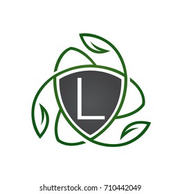 Vector Black Letter L Plant Shield Logo