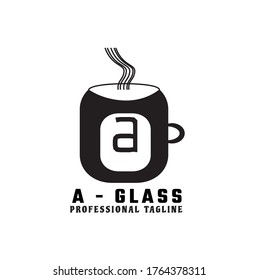 Vector black Letter A logo templates isolated on white background. Modern glass Design. 