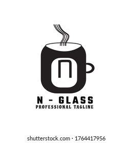 Plantillas de logotipo de letra N negra vectorial aisladas en fondo blanco. Diseño de vidrio moderno. 