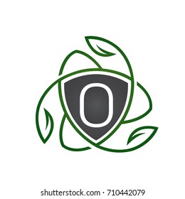 Vector Black Letter O Plant Shield Logo
