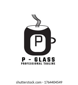 Vector black Letter P logo templates isolated on white background. Modern glass Design. 
