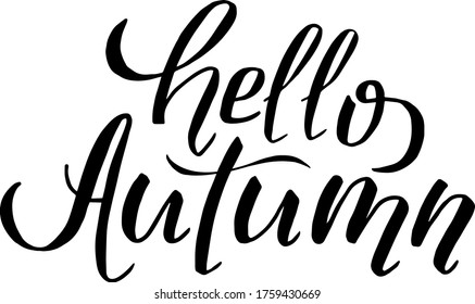 vector black lettering hand-drawn hello autumn on a white background

