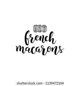 Vector black lettering isolated on white background. French macarons