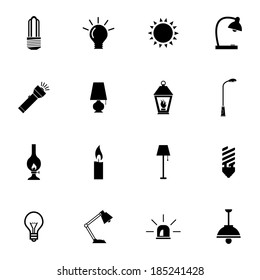 Vector black light icons set on white background