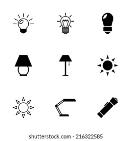 Vector black light icons set on white background