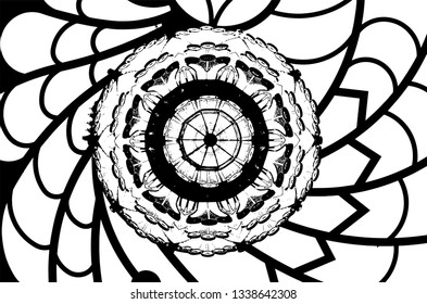 Vector Black line Abstract seamless pattern on white background - Vector