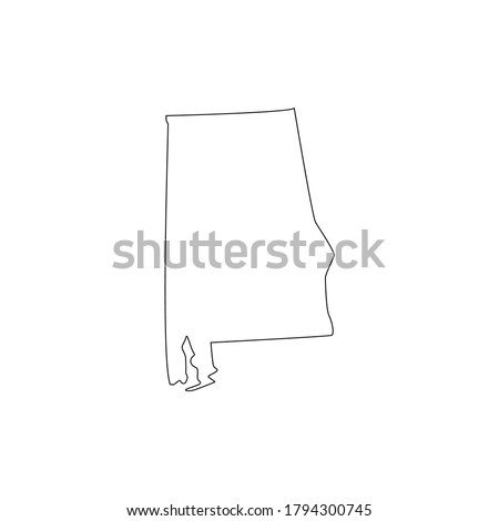 Vector black line Alabama state map isolated on white background