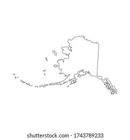 Vector black line Alaska state map isolated on white background