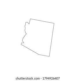 Vector black line Arizona state map isolated on white background