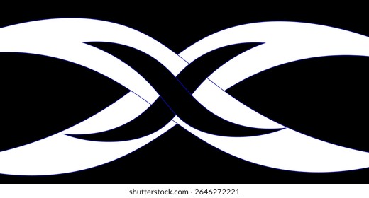 Vector black line background curve element with white space for text and message design, overlapping layers, vector	