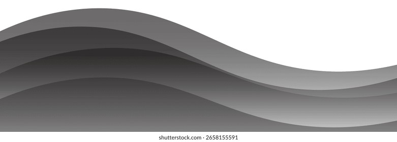 Vector black line background curve element with white space for text and message design, overlapping layers, vector