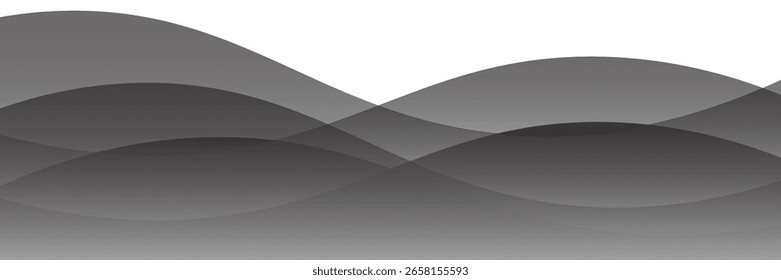 Vector black line background curve element with white space for text and message design, overlapping layers, vector