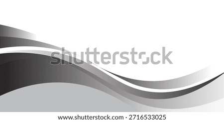 Vector black line background curve element with white space for text and message design, overlapping layers, vector