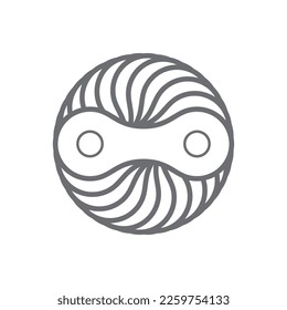 Vector black line bicycle chain forming a circle. Logo symbol. Isolated on white background.