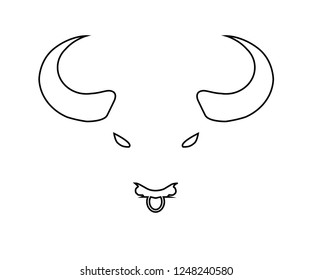 Vector Black line bull logo head