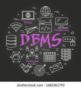 Vector black line concept of internet technology DBMS