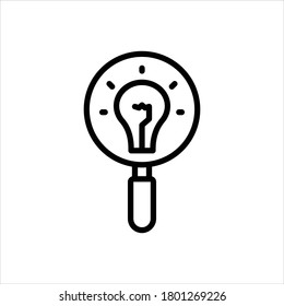 Vector black line discovery magnifying glass icon