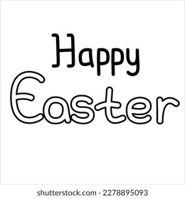 Vector black line easter lettering happy easter.