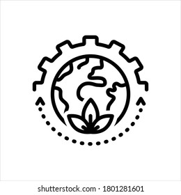 Vector black line eco sustainability icon