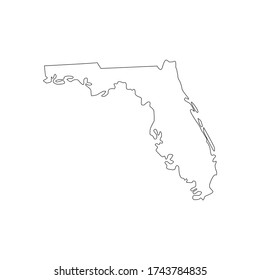 Vector black line Florida state map isolated on white background