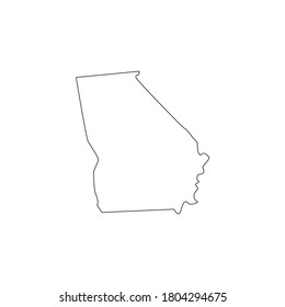 Vector black line Georgia state map isolated on white background