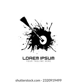 vector black line, grunge brush strokes ink paint logo isolated on white background