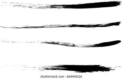 vector black line, grunge brush strokes ink paint isolated on white background 
