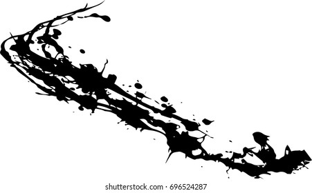 vector black line, grunge brush strokes ink paint isolated on white background
