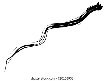 vector black line, grunge brush strokes ink paint isolated on white background