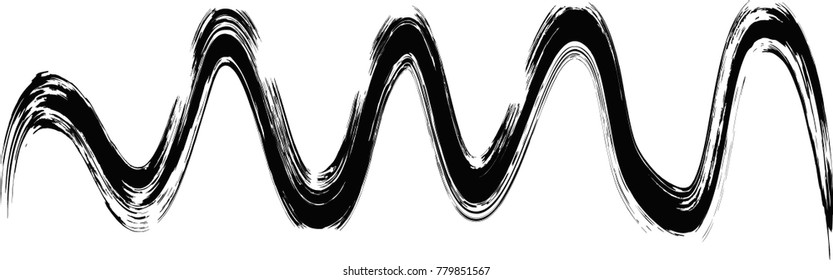 vector black line, grunge brush strokes ink paint isolated on white background