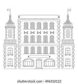 vector black line houses construction